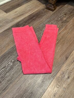 Kids Ribbed Coral Leggings and Long Sleeve Shirt